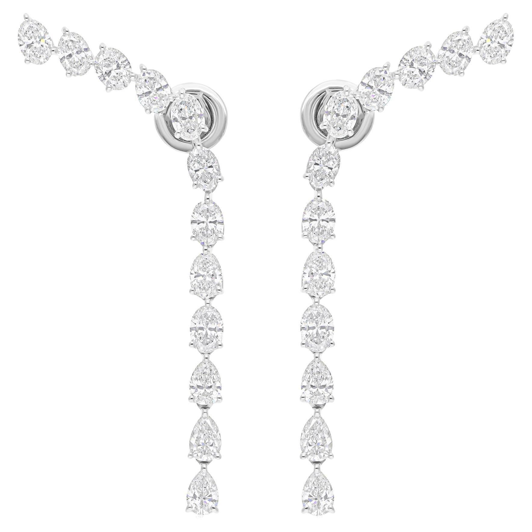 Natural 4.55 Carat SI/H Oval Shape Diamond Earrings 14 Karat White Gold Jewelry