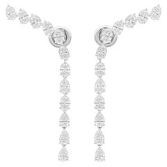 Natural 4.55 Carat SI/H Oval Shape Diamond Earrings 14 Karat White Gold Jewelry