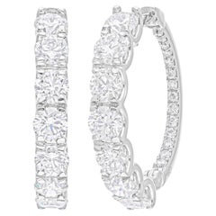 Pendientes de aro de diamantes talla brillante redonda SI/H de 2,76 quilates y 14 quilates de oro blanco