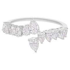 Natural 1.00 Carat SI/H Pear Brilliant Cut Diamond Wrap Ring 14 Karat White Gold