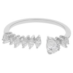 Anillo puño diamante pera SI/H natural de 0,73 quilates Joyas de oro blanco de 14 quilates