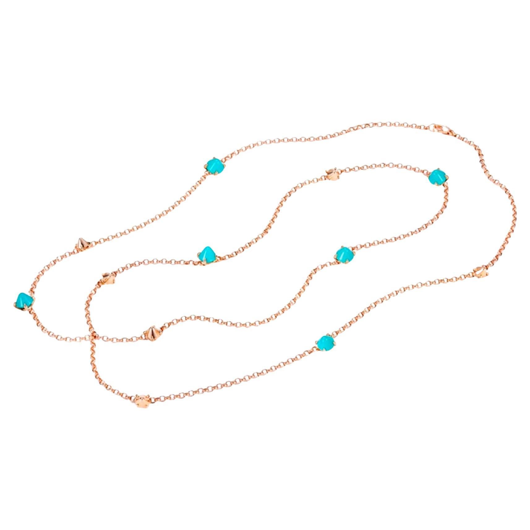 Mattioli Eve_r  Sautoir Necklace 18k  Gold and Turquoise with Earrings