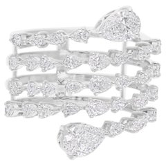 Anillo de diamantes talla pera brillante SI/H de 2,41 quilates reales Joyas de oro blanco de 14 quilates