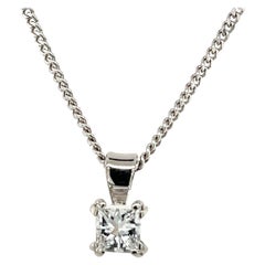18ct White Gold Princess Cut Diamond Pendant Set With 0.49ct F/VS Diamond