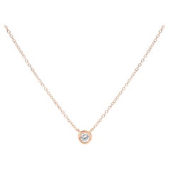 10K Rose Gold 1/5 Carat Diamond Modern Bezel-Set Solitaire Pendant Necklace