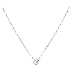 10K White Gold 1/2 Carat Diamond Modern Bezel-Set Solitaire Pendant Necklace