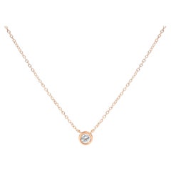 10K Rose Gold 1/2 Carat Diamond Modern Bezel-Set Solitaire Pendant Necklace