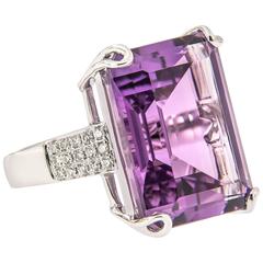 20.83 Carat Amethyst Diamond Gold Cocktail Ring 4