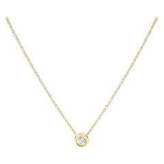 10K Yellow Gold 1/3 Carat Diamond Modern Bezel-Set Solitaire Pendant Necklace