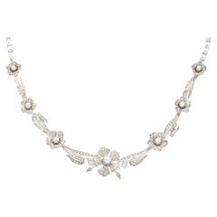 Antique French 8,50 Carat Diamond, 9k Gold and Silver Necklace Circa 1860