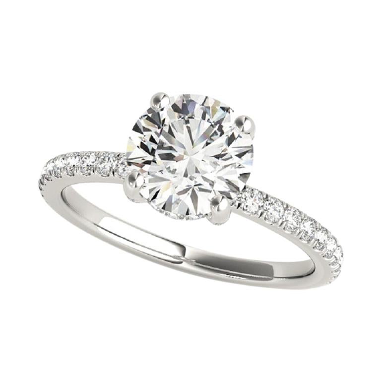 Beauvince GIA Certified 1.56 Carat Round HSI1 Engagement Ring in White Gold