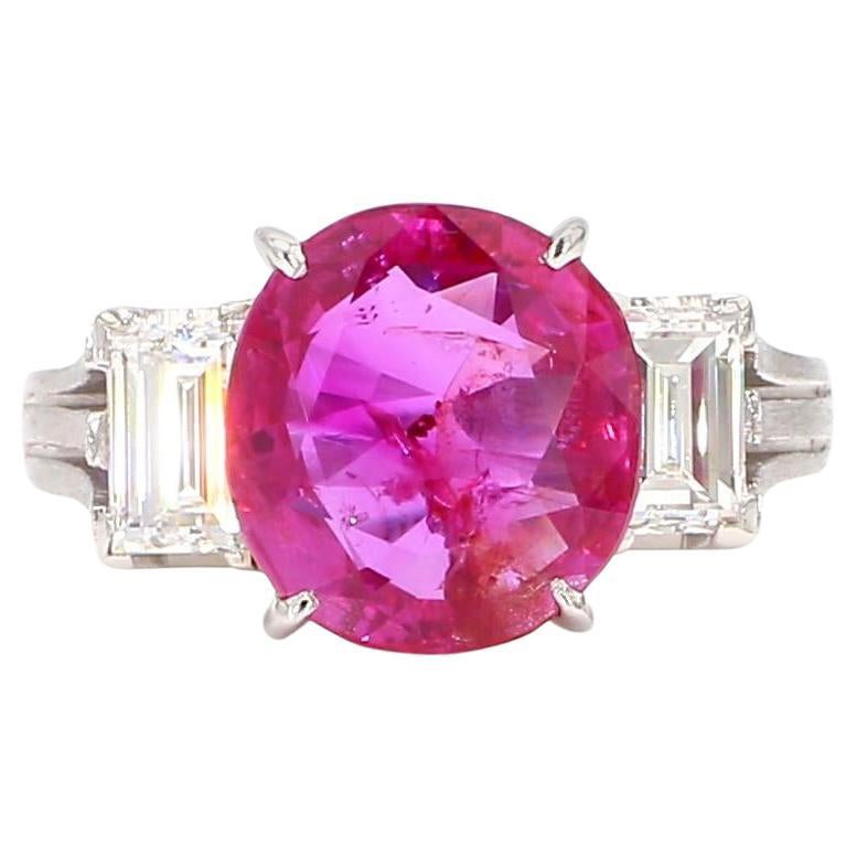 3 Carat Ruby and 1.2 Carat Diamond Platinum Ring For Sale