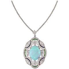 Opal Multi-Gem Diamond Pendant