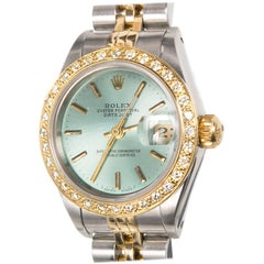 Rolex Ladies Gold Steel Diamond Bezel Dial Datejust Wristwatch:: Ref 69173