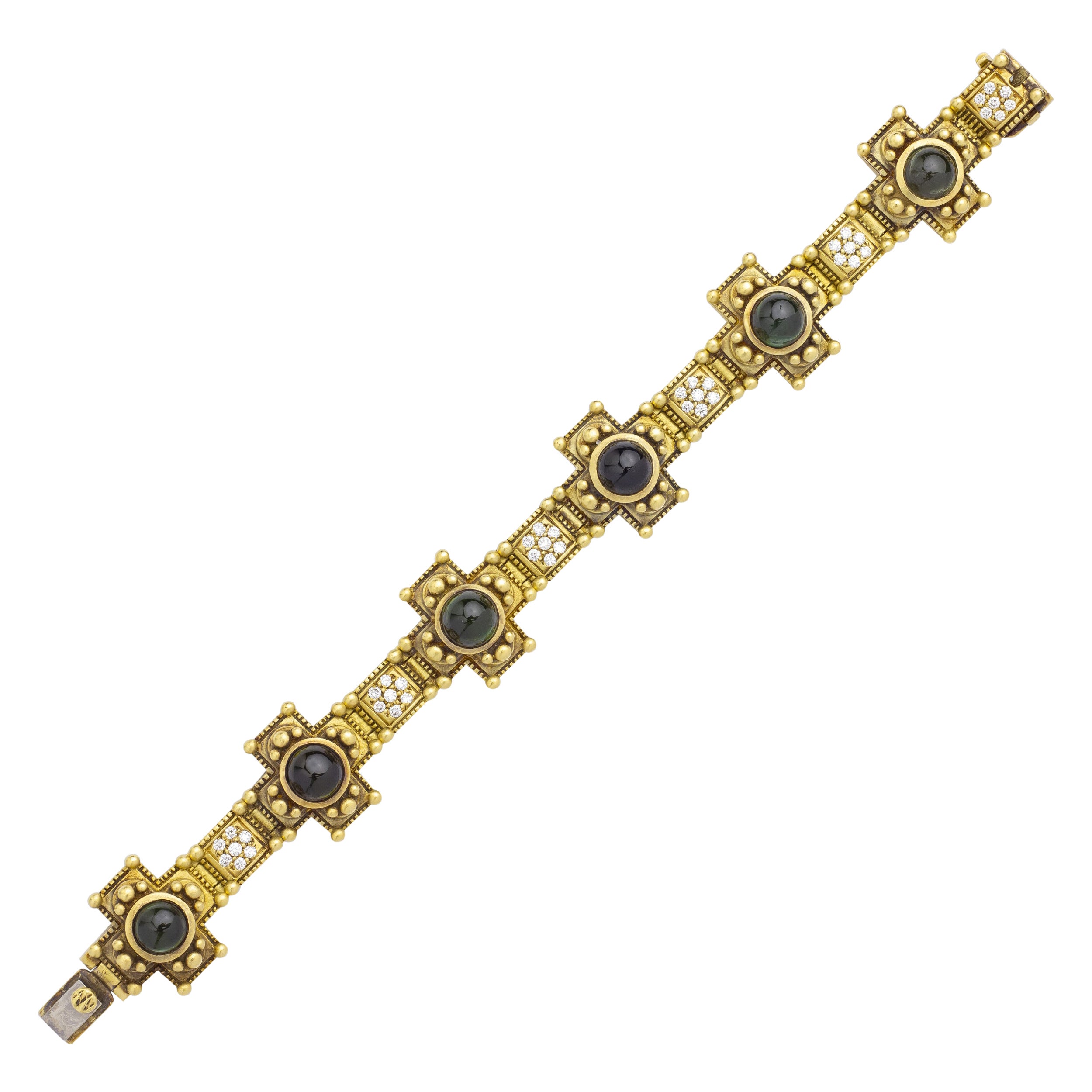 Barry Kieselstein-Cord Green Tourmaline & Diamond Bracelet