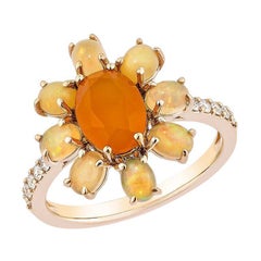 Sunita Nahata Cornalina y ópalo 1.37ct. Anillo de fantasía en 18KRG con diamante.