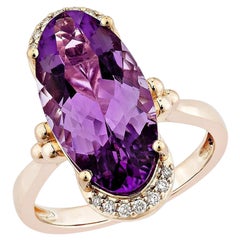 Sunita Nahata Amethyst 5.06 Karat. Fancy Ring aus 14KRG mit weißem Diamant.