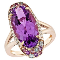 Sunita Nahata Amethyst 5.87 Karat. Fancy Ring in 14KRG mit Mix Edelstein & Diamant.