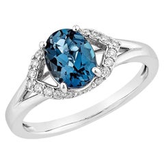 Sunita Nahata London Blue Topaz Fancy 1.42ct. Ring in 14KWG with Diamond.