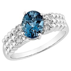 Sunita Nahata London Blue Topaz 1.56ct. Fancy Ring in 14KWG with Diamond.