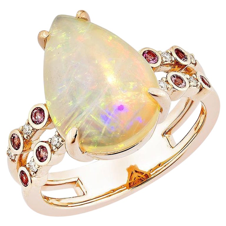 Sunita Nahata Opal & Pink Tourmaline 3.34ct. Fancy Ring in 18KRG with Diamond