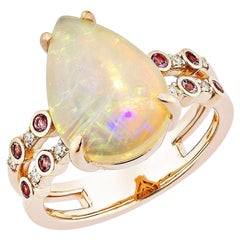 Sunita Nahata Opale e Tormalina Rosa 3,34ct. Anello fantasia in 18KRG con diamante