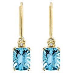 Sunita Nahata Swiss Blue Topaz 5.18ct. Drop Earring in 14KYG with Diamond.