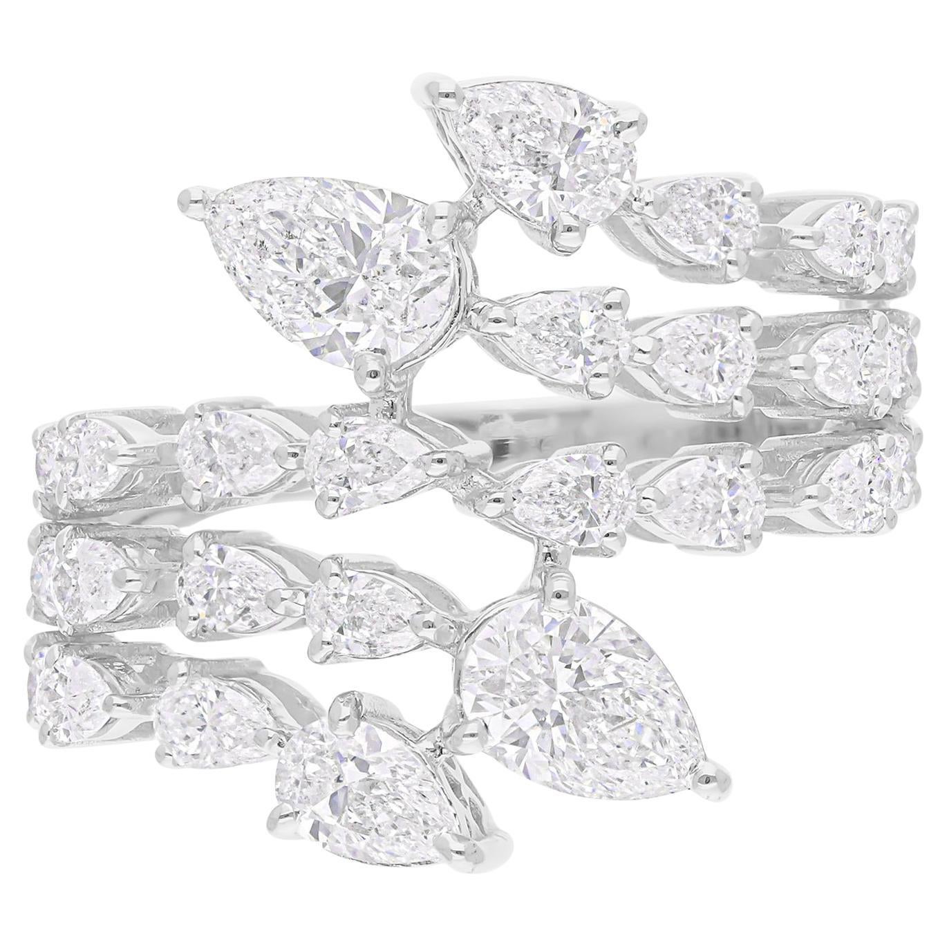 Bague en or blanc 14 carats avec diamant poire de 2,50 carats de pureté SI de couleur hi-colore