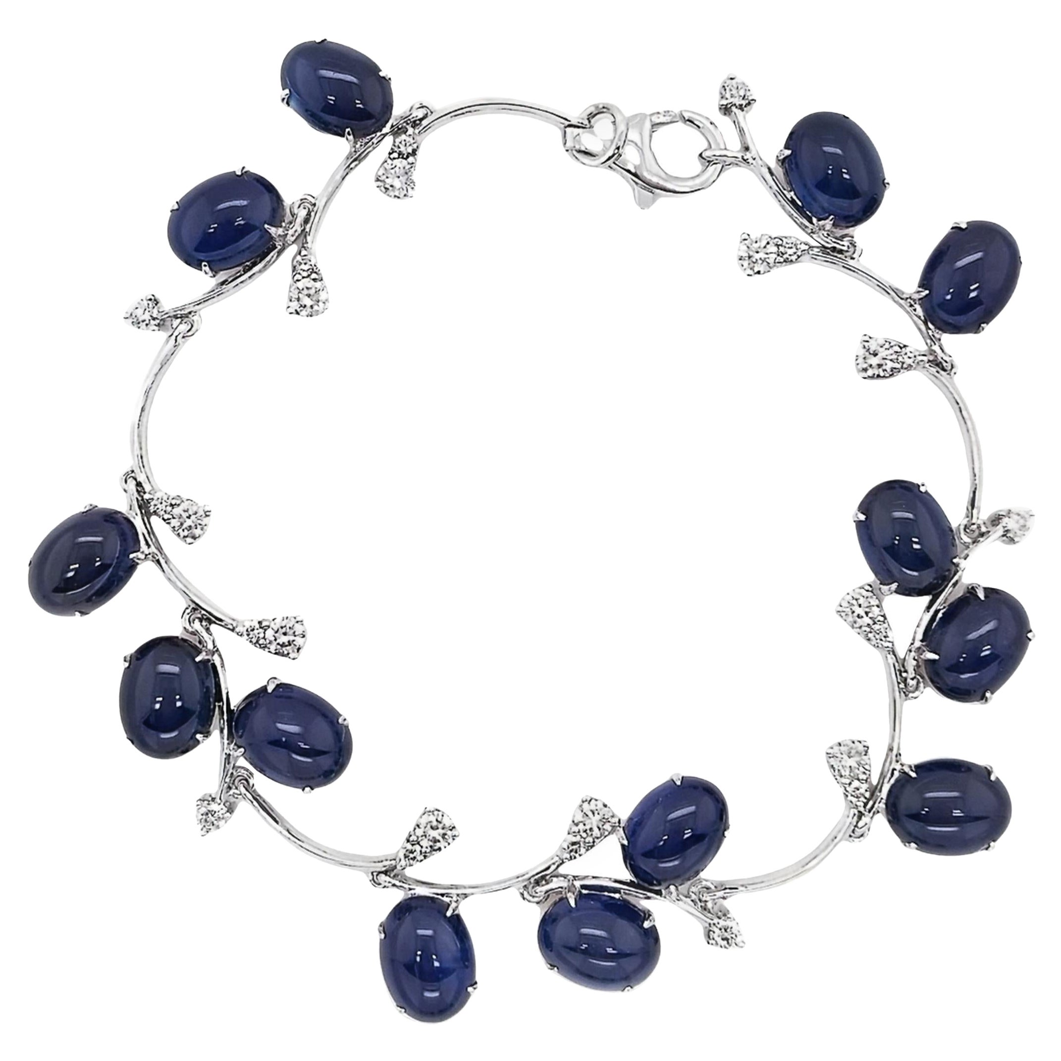 IGI Certified 24.23ct Natural Sapphires 1.01ct Natural Diamonds Gold Bracelet For Sale