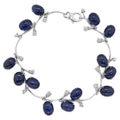 Bracelet en or certifié IGI, saphirs naturels 24,23 carats et diamants naturels 1,01 carat