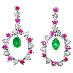 Orecchini cocktail smeraldo diamante rubino