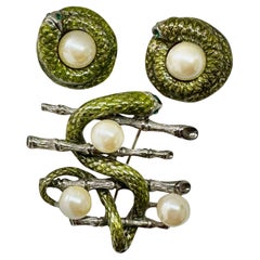 Madeleine Albright's Snake In Branch Pin Brooch Earrings And Read My Pins Book