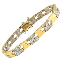 Vintage Letter M Diamond Initial Yellow Gold Link Bracelet