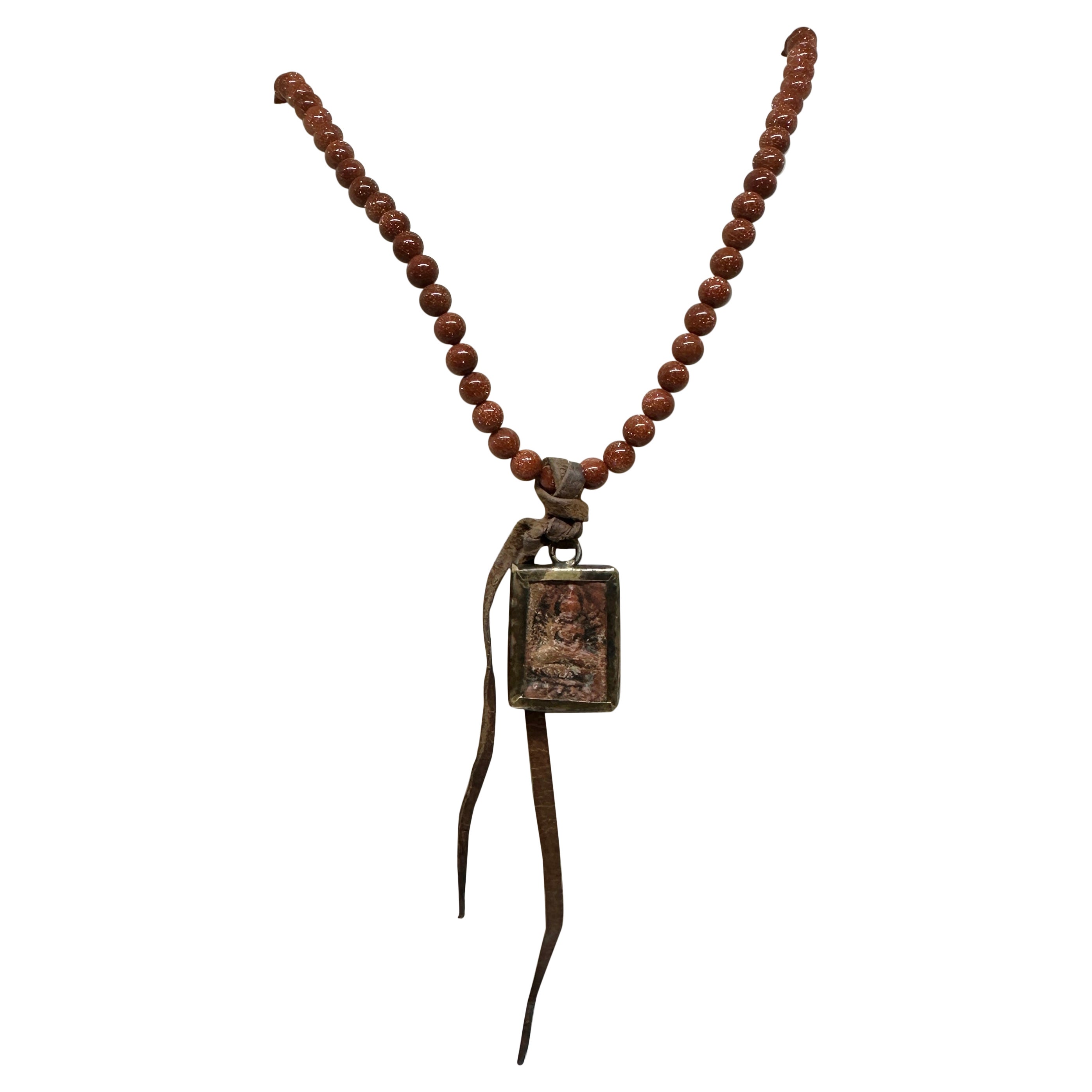 Raquel Welch Estate Person Buddha Collier en pierre d'or garantie