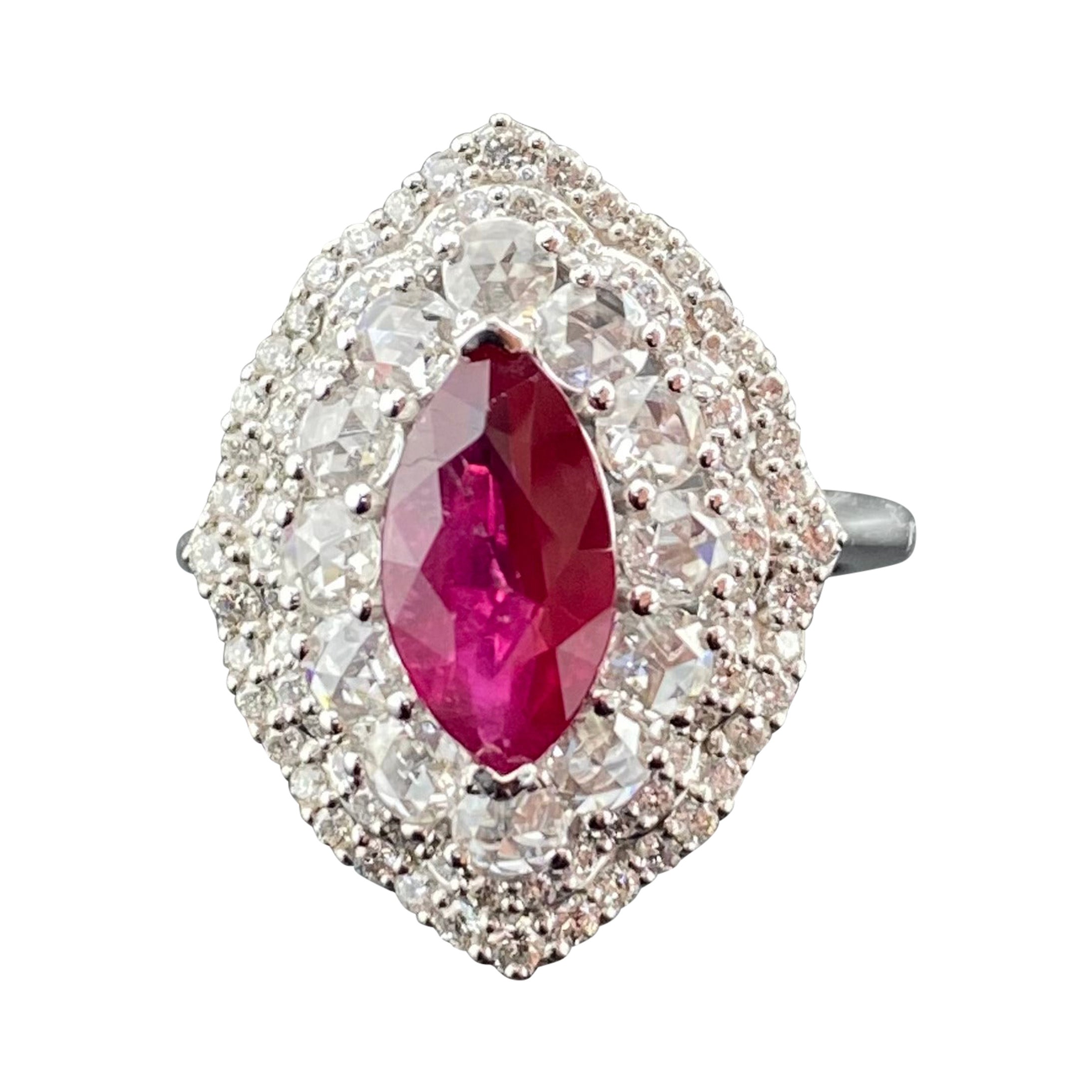 Certified 2.05 Carat Natural Burmese Ruby and Diamond Ring Made in Gold For Sale
