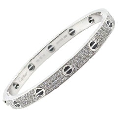 Cartier Original Pulsera Amor Diamante Oro Blanco 18k y Cerámica Mediana Talla 19