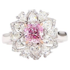 Anello in oro 18 carati con diamante rosa chiaro certificato GIA da 1,03 carati