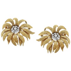 Van Cleef & Arpels Péry et Fils Diamant-Blumenbrosche Paar, 18k