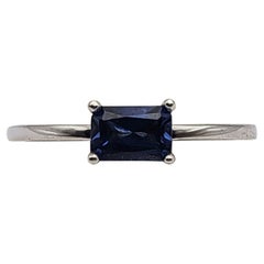 14W Natural Blue Sapphire East/West Solitaire Ring