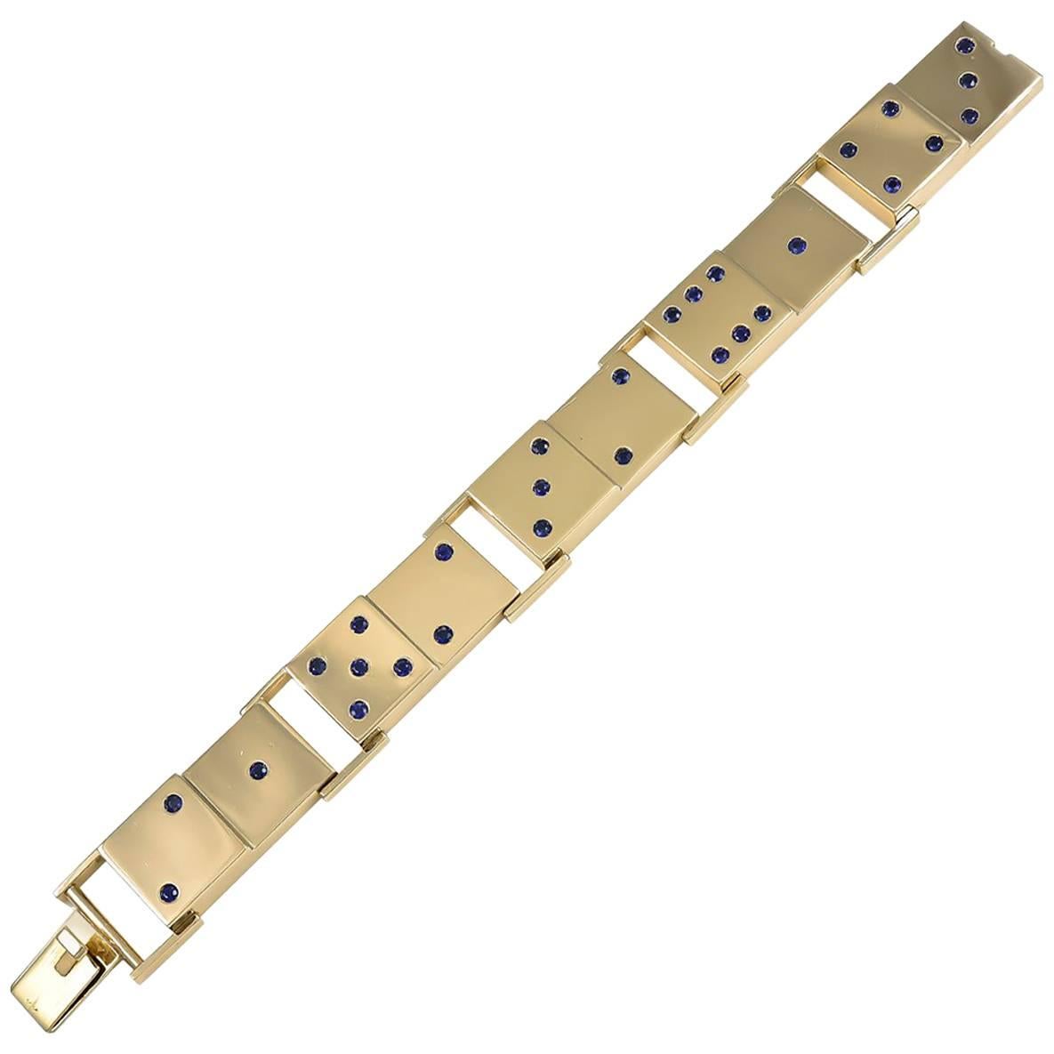 Geometric Sapphire Gold Domino Bracelet