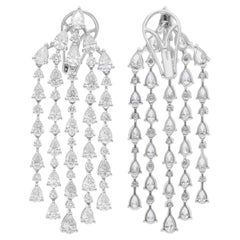 8 Carat SI/H Pear Round Diamond Chandelier Earrings 14 Karat White Gold Jewelry