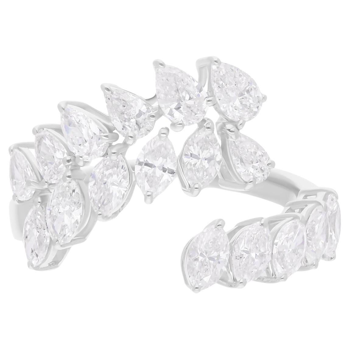 Anillo Envolvente de Diamantes Marquesa Pera SI/H de 1,93 Quilates Oro Blanco 14 Kilates Joyería Fina
