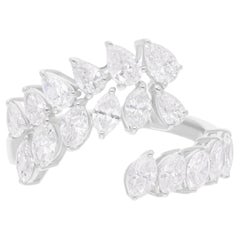 Anillo Envolvente de Diamantes Marquesa Pera SI/H de 1,93 Quilates Oro Blanco 14 Kilates Joyería Fina