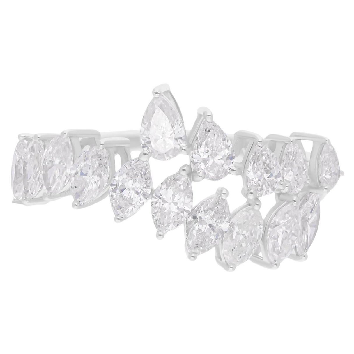 Anillo de diamantes marquesa pera SI/H de 1,81 quilates Joyas de oro blanco de 14 quilates