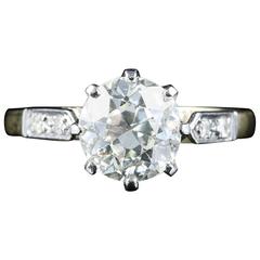 Antique Edwardian 2.23ct Diamond Solitaire Platinum Gold Engagement Ring 5
