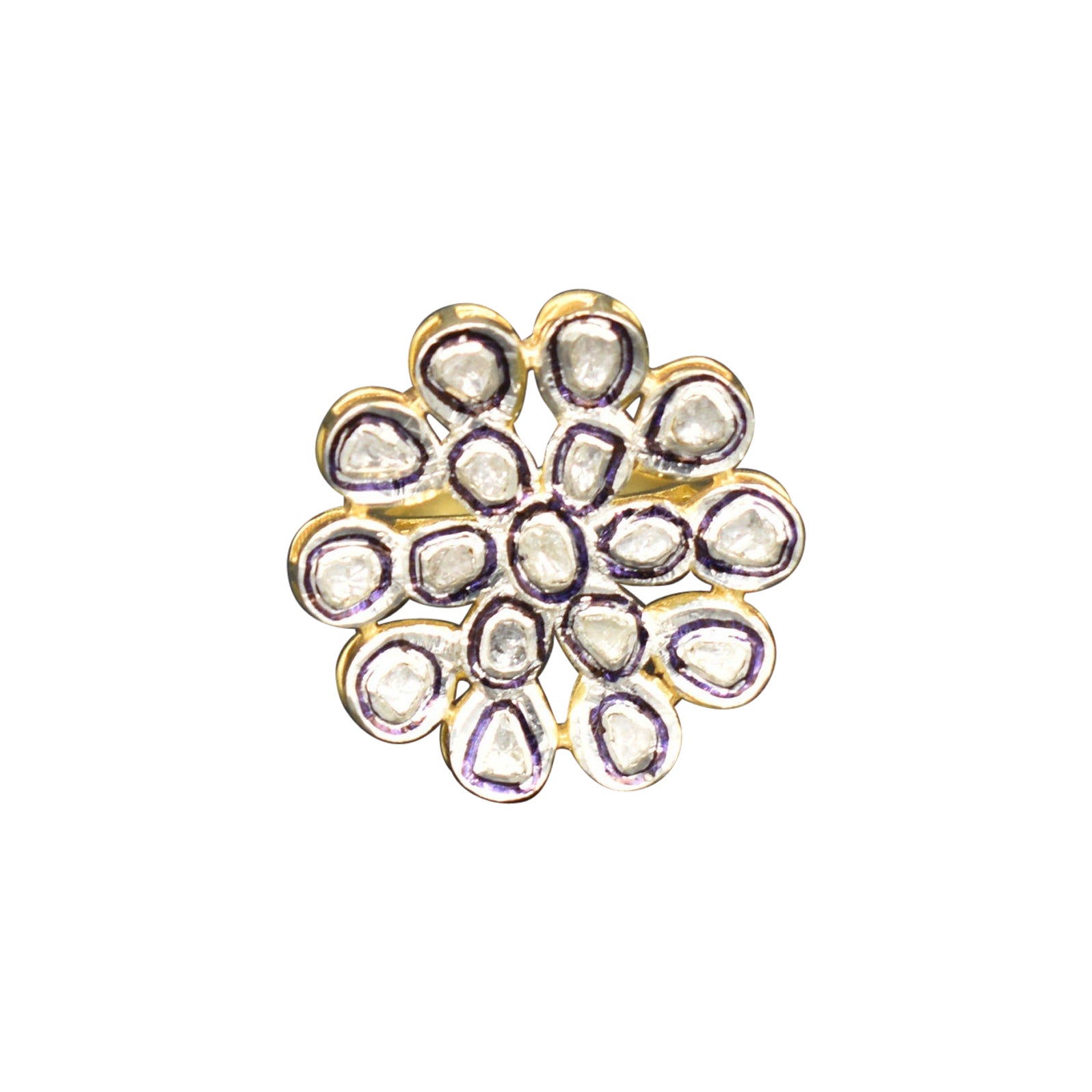 Natural Rose Cut Polki Diamond Ring 925 Sterling Silver Handmade Vintage Ring.