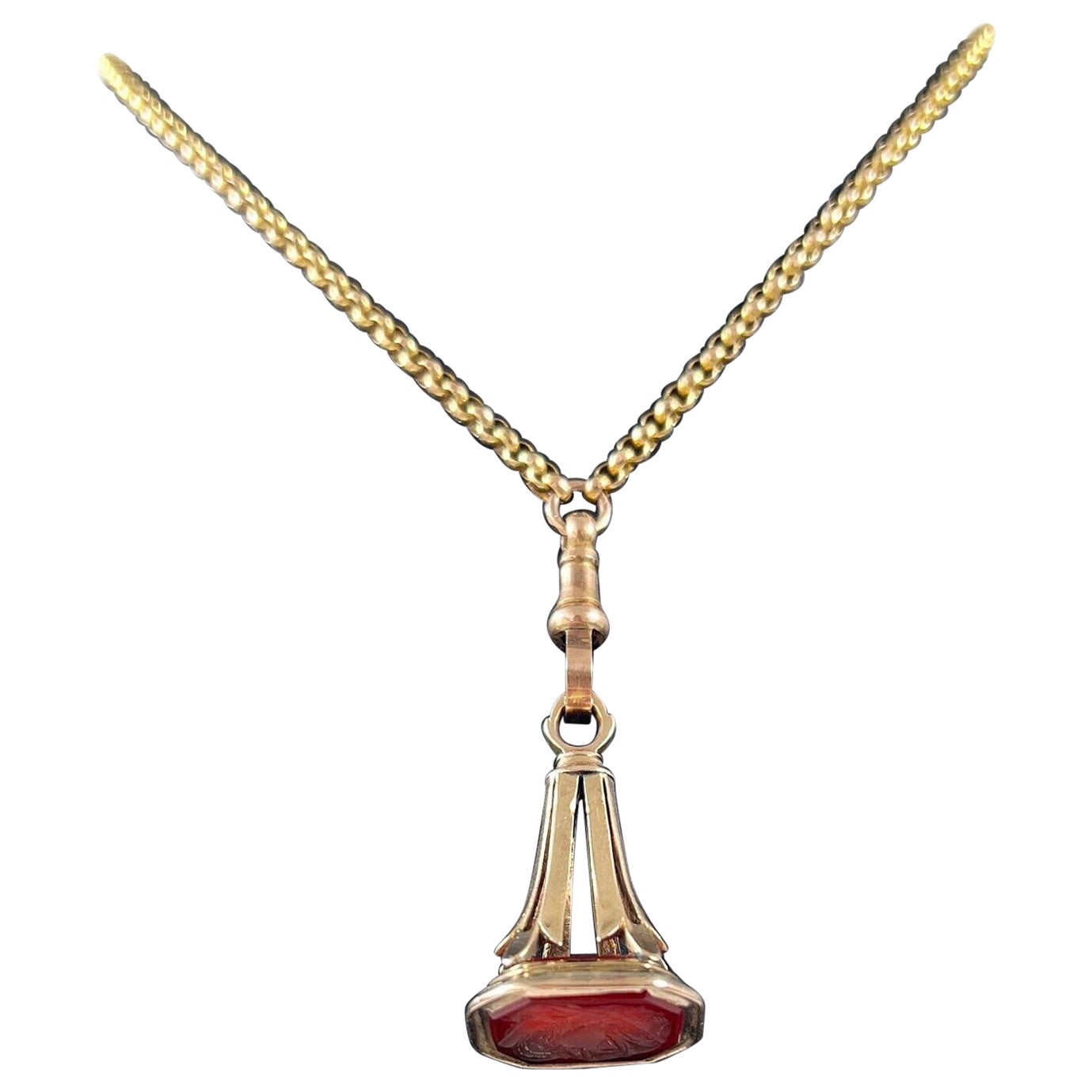 Antique 9ct Rose Gold, Victorian Carnelian Seal Fob