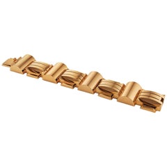 French 1940s Machine Age Gold Bracelet