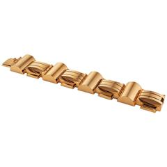 French 1940s Machine Age Gold Bracelet 12