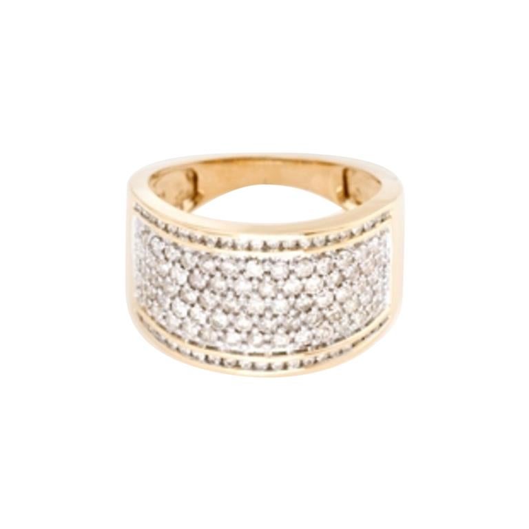 TJD 1 Carat Round Diamond 14 Karat Gold Multi Row Anniversary Wedding Band Ring For Sale